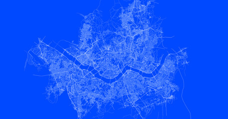 Blueprint of Seoul city of South Korea, One Color Map, color change, Artprint © Mickael