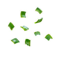 Delicious green jelly on white background