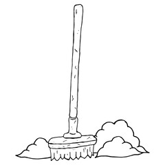 Broom for cleaning. Vector illustration of a broom and dust. Hand drawn broom.