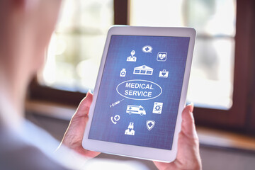 Medical service concept on a tablet