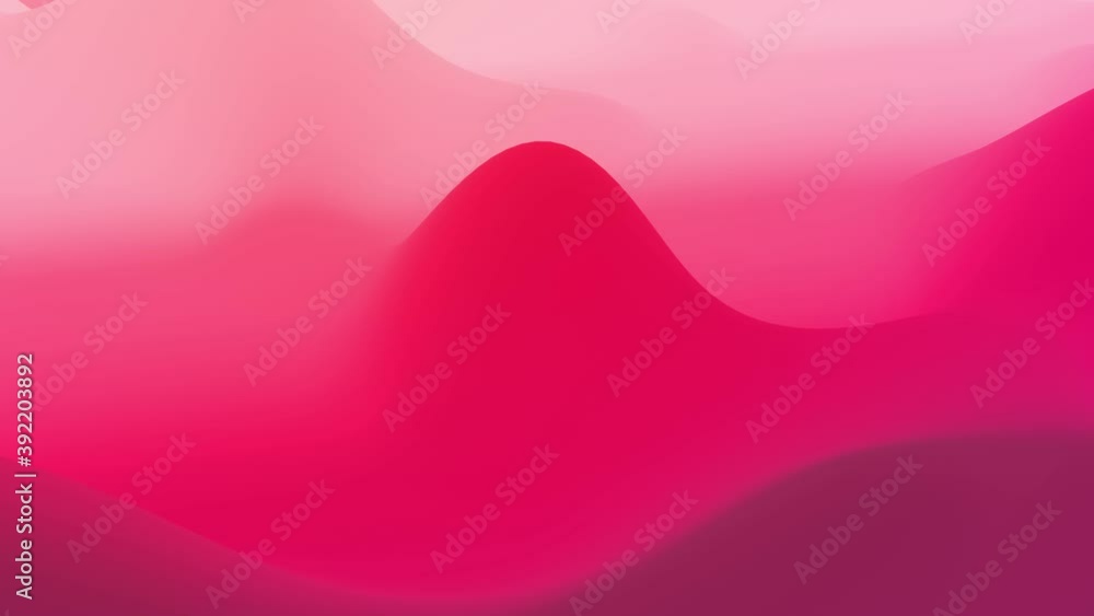 Poster abstract looped 4k bg, surface with waves. liquid red gradient of paint with internal glow forms hil