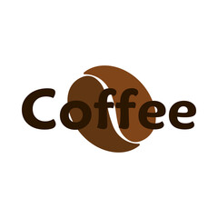 Logotipo con tipografía Coffee en grano de café en color marrón