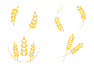 Wheat icon set. Agriculture wheat logo collection. Food concept vector illustration isolated on white