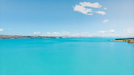 Fototapeta na wymiar Pukaki Lake and Mount Cook in New Zealand.