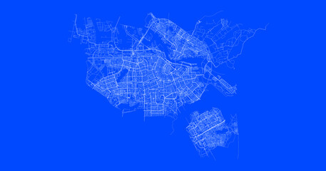 Blueprint of Amsterdam city of Nederlands, One Color Map, color change, Artprint