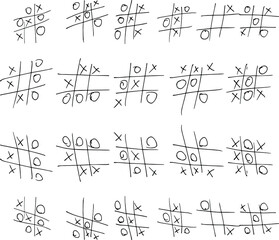 Playing on paper tic-tac-toe. A fun game.