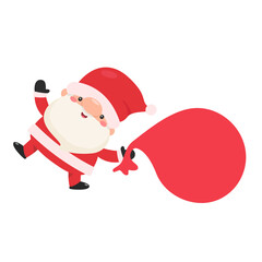 Cartoon santa carrying a bag of gifts to give to the kids for christmas