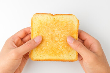 Toast sandwich on white background