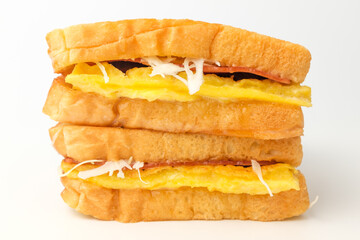 Toast sandwich on white background