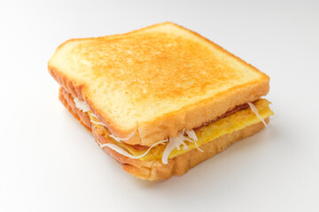 Toast sandwich on white background