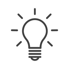 Light bulb outline icon. Ideas, solution, electricity symbol. Vector.