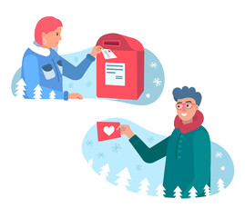 People receive letters set on white