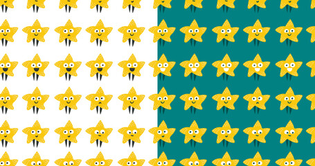 patterns set with cute yellow rating stars