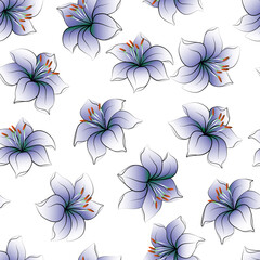 Obraz premium Color seamless pattern with the image of a Lily flower. Decor for decoration of textiles or Wallpaper.