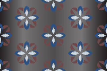 Ikat colorful seamless ornament pattern. Ethnic indigo tite repeat background for textile, wallpaper, card or wrapping paper.