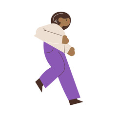 Young black active woman in casual clothing running and trying to win in competition