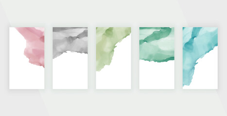 Colorful brush stroke watercolor backgrounds for social media stories banners
