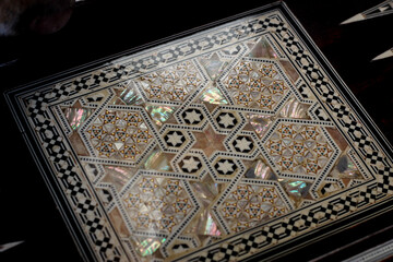 Egypt backgammon board handmade with pearl seashells
