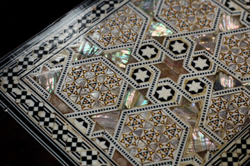 Egypt backgammon board handmade with pearl seashells
