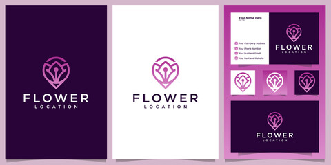 combination logo pin location and flower design template and business card inspiration