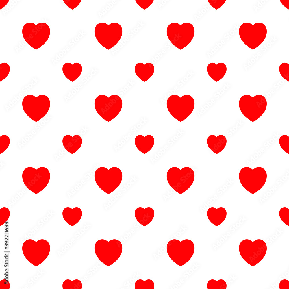 Aufkleber tile vector seamless pattern with red hearts on white background