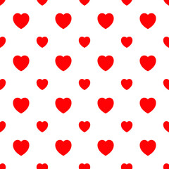 Tile vector seamless pattern with red hearts on white background