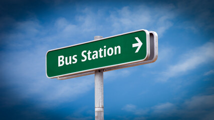 Obraz premium Street Sign to Bus Station