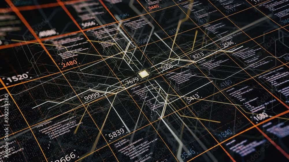 Poster futuristic technological abstract motion background, seamless loop. animation. elements of financial