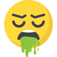
Smiley puking, flat icon design of nauseated expression
