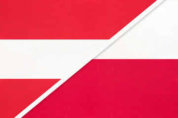 Austria and Poland, symbol of national flags from textile.