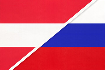 Austria and Russia, symbol of national flags from textile.