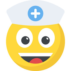 
Flat icon design of nurse emoticon 
