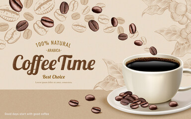 Engraving black coffee ads