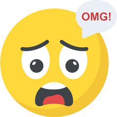 
Flat icon design of omg text emoticon 
