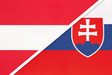 Austria and Slovakia or Slovak Republic, symbol of national flags from textile.