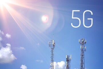 Communication towers support 5G system.Supports fast Internet in 2021 in Thailand.