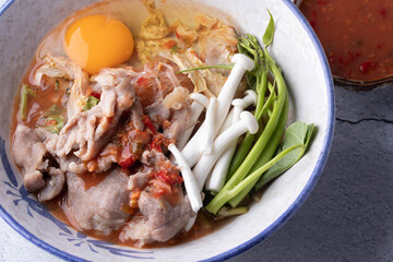 Pork Suki with Egg in Ceramic Cup