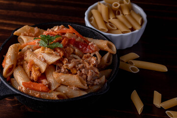 Macaroni pasta with tomato sauce