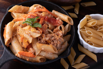 Macaroni pasta with tomato sauce