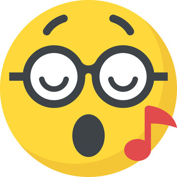 
Smiley With Music Note Emoticon 
