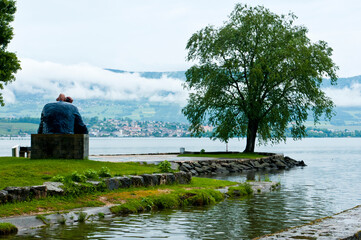 City and lake, Neuchatel, Switzerland
