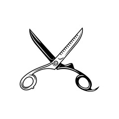 Scissors icon, cutout silhouette. Scissors, cut out icon for plotter or laser cutting.