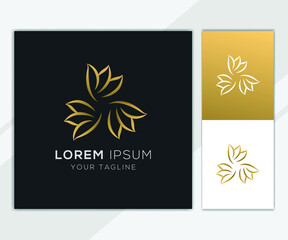 Fototapeta na wymiar Gold flower petal abstract logo set template