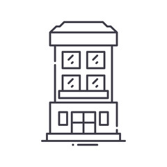 Brand store icon, linear isolated illustration, thin line vector, web design sign, outline concept symbol with editable stroke on white background.