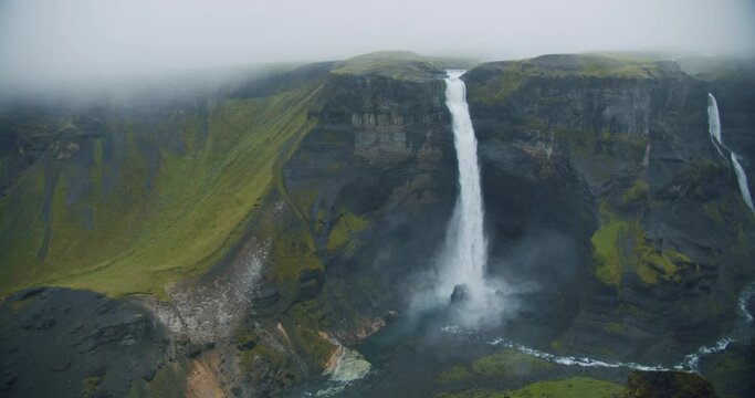 Most beautiful Haifoss waterfall in iceland highland