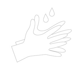 Hand wash vector icon in flat outline style isolated