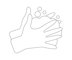 Washing hands vector illustration. Hand wash outline style colorful icon