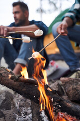 Fototapeta premium Close up photo of roasting marshmallows
