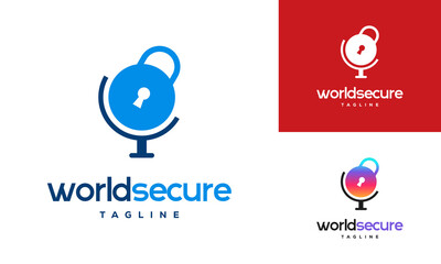 World Secure logo designs concept vector, Lock logo designs vector