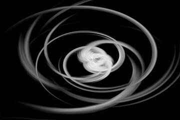 Abstract white digital curves on black background  - twirl effect